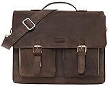 LEABAGS Miami Leder-Umhängetasche I Laptoptasche bis 15 Zoll I Messenger Bag aus echtem Büffel-Leder I Aktentasche I Vintage Ledertasche I Arbeitstasche I Bürotasche I 40x31x12cm (Muskat)