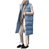 LItie Daunenweste Damen Lang Winterjacke Daunenjacke Warm Weste Jacke mit Kapuze Steppjacke Wintermantel Casual Daunenmantel Slim Gilet mit T