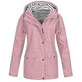 Copelsie regenponcho Damen einweg, Damen Regenjacke Outdoor Plus Size Wasserdicht Winddicht Kapuze Tasche Langer Mantel Einfarbig ReißVerschluss Lange Sportjack