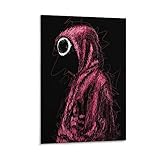 JJAA Squid Game Poster Pink Soldaten Leinwand Kunst an den Wänden des Schlaf- und Wohnzimmers Leinwand Wandkunst Gemälde Moderne Heimdekoration (60 x 90 cm)