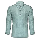 Retro Leinenhemd Shirt Herren Muster Drucken Hemd Henley T-Shirt Kunst Kreuz Ausschnitt V-Ausschnitt Down Freizeithemd Männer LangeÄrmel Baumwolle T-Shirts Strand Hemden Männer Oberteil Sommer Top