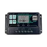 TENKY Dual-Solarpanel-Controller, intelligenter Regler 12 V/24 V MPPT/PWM, automatischer Parameter, einstellbares LCD-Display