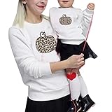 Minetom Mama Kinder Baby Halloween Sweatshirt Herbst Winter Rundhals Langarm Pullover Damen Mädchen Junge Shirt Tops Familie Bekleidung A Weiß 130