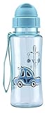 culinario Trinkflasche kid'S Fun aus Kunststoff, 460 ml, in blau, Schraubverschluss mit Schutzkappe, integrierter Strohhalm, mit Trag