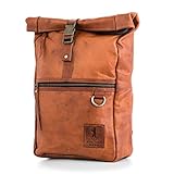 Berliner Bags Vintage Fahrradrucksack aus Leder, Roll-top Kurrierrucksack für Damen und Herren - Braun (Utrecht M)