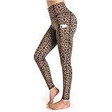 Kudico Damen-Leggings, Yogahose, Leopardenmuster, hohe Taille, elastisch, mit 2 Seitentaschen Gr. S, b