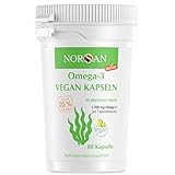 NORSAN Premium Omega 3 Vegan Kapseln hochdosiert - 1.700 mg Omega-3 pro Tagesdosis - 4.000 Ärzte empfehlen NORSAN - kein fischiges Aufstoßen - NEU 80 statt 60 Kap