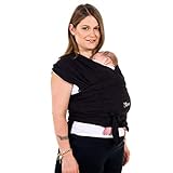 Baby Tragetuch-Leichtes Anziehen (Easy-On) - Unisex - Babytrage Neugeborene Multi-Use Bis 10kg - Babytragetuch Schwarz - Koala Cuddle Band - eingetragenes Design KBC®