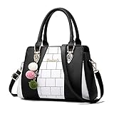 BSHYAOMNYY Damen Taschen Vintage Messenger PU Leder Handtasche Lässige Schulter Top-Griff Totes Taschen,1