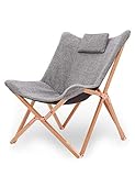 Liegestuhl Gartenliege Klappstuhl Stühle Klappbar Lounge Sessel TV Relaxliege Hochlehner Design Modern Mit Stoff und Holz Für Camping Drinnen und Draußen Hellg
