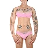 Yeahdor Männer Reizwäsche Sissy Dessous Set Mesh Spitze Unterwäsche Herren Ouvert Transparent BH und G-String Verführerische Kleidung Rosa K S