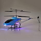 Off-Road Rc LKW-Jungen-Spielzeugflugzeug-Drohne Riese großer Outdoor 8 5 cm RC.Hubschrauber mit Gyro.LED Lichtradio-Fernbedienung 3.5 Kanäle Hubschrauber Anfänger (Color : Blau)