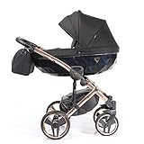 Junama Kinderwagen Kombikinderwagen Premium Buggy Babyschale +Zubehör Isofix Wählbar Onyx by Ferriley & Fitz Strong Rose 02 4in1 Autositz +Isofix