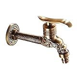 LanXi Vintage Wasserhahn,Antik Messing 1/2 Zoll Wandmontage normal Wasserhahn für Badezimmer Küche Toilette Garten (Waschmaschine 2)