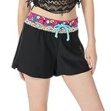 Talgat Damen Badeshorts Quick Dry Beach Board Short Badeanzug Hohe Taille Hose, Heizhuanghonglan, XX-Larg