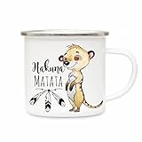 ilka parey wandtattoo-welt Emaille Becher Camping Tasse Erdmännchen & Spruch Hakuna Matata Kaffeetasse Geschenk eb167