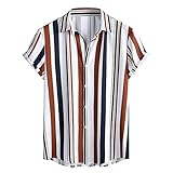 Herren Hawaiihemd Urlaub Strand Kurzarm Button Down Party Casual Camp Button Down Beach Bluse Tops Regular Fit Hawaiihemden für Männer mit Quick to Dry Effekt Blusen, weiß, 3XL