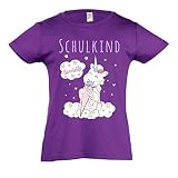 Schulanfang T-Shirt für ABC-Schützen tailliert individualisierbar mit Namen Motiv 38 Unicorn Einhorn Cutie mit Schultüte Zuckertüte (140 (9-10), Purple)