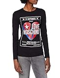 Love Moschino Womens Long Sleeve Poster and Logo Print T-Shirt, Black, 40