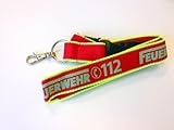 Schlüsselband Keyholder rot/neon gelb Audruck FEUERWEHR 112 mit Reflex Silb