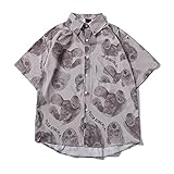 SSBZYES Herrenhemd Kurzarm Sommer Blumenhemd Kurzarm Hemd Hawaiian Beach Vacation Printed Shirt Lässiges L