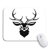 Gaming mouse pad buck deer kopf hirsch rentier silhouette schwarz weiß schwanz rutschfestes gummi backing mousepad für notebooks comp