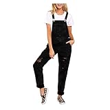 iHENGH Damen Lässig Frauen Denim Latzhose Loch Overall Jeans Riemen Hose Stramp