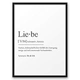LIEBE Definition ABOUKI Kunstdruck Poster Bild Geschenk-Idee für Sie Ihn Frauen Männer Freund Freundin Liebes-Paar Hochzeit Geburtstag Weihnachten - ungerahmt DIN A4