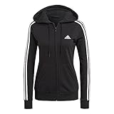 adidas Womens Essentials Full-Zip Kapuzenjacke, Black/White, L