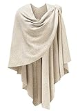 PULI Damen Poncho Schal mit Kaschmir Strick Cape Cardigan für Frauen , 1-beige, Gr. Einheitsgröß