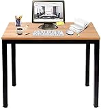 sogesfurniture Kompakt Schreibtisch Computertisch Büromöbel PC Tisch, klein Esstisch Arbeitstisch Bürotisch für PC und Laptop, aus Holz und Metall, 80x40x75cm, Teak&Schwarz BHEU-AC3BB-8040