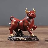 WQQLQX Statue Harzhandwerk Tier Skulpturen Chinesische Auspicious Bull Statue Dekorationen Puppe Modelle Kunst Figuren Handwerk Dekoration Zubehör Skulpturen (Color : Red B)