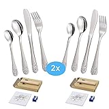 NECESITAS Kinderbesteck 8tlg. - Messer, Gabel, Löffel, Löffelchen aus lebensmittelechtem Edelstahl - hochwertiges Besteckset für Kinder mit Teddy Motiv - spülmaschinengeeignet, leicht, abg