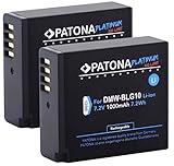 2X PATONA Platinum Akku DMW BLG10 E (1000mAh) - Kompatibel mit Panasonic Lumix DC GX9 TZ202 TZ96 TZ91 DMC TZ101 TZ81 GF6 GX7 GX80 LX100 S6 usw