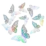 Urisgo 3D Schmetterling Aufkleber, 12 Stück DIY Wand Schmetterlinge Abnehmbare Aufkleber Wandbilder Aufkleber Mädchen Zubehör für Zuhause Badezimmer Wohnzimmer S