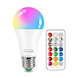 Glühbirne E27 LED Farbwechsel Lampe mit Fernbedienung, 10W RGB + Kaltweiss Dimmbar Leuchtmittel Edison Farbige LED Birnen für Schlafzimmer Wohnzimmer Bar KTV Atmosphäre Licht - 12 Farb