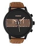 Oozoo Herrenuhr im Racing Look mit Lederband 50 MM Schwarz/Braun C10518