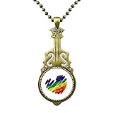 Gemälde Herz LGBT Regenbogen Halskette Antiker Gitarrenschmuck Musikanhäng
