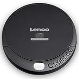 Lenco CD-Player CD-200 Discman mit LCD-Display - Batterie- und Netzfunktion - Hörbuchfunktion - Inklusive Stereo-Kopfhörer, H USB-Ladekabel Schwarz, mit Anti-Schock