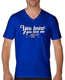 Comedy Shirts - You Know You Love me XOXO - Herren V-Neck T-Shirt - Royalblau/Weiss-Gelb Gr. M