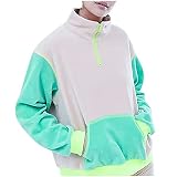 Newmybest Women Furry Breathable And Warm Fleece Jacket Solid Color Fluorescent Green Pullover Casual Fashion Sweater (Khaki, L)