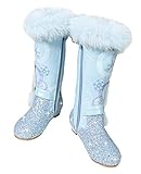 LCXYYY Prinzessin Mädchen Schneestiefel Kinder Elsa Eiskönigin Schuhe Kostüm Zubehör Stiefel mit Hohen Absätzen Winterstiefel mit Warm Gefüttert Outdoor Glitzer Pailletten Festlich Karneval Geburtstag