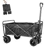 GOJOOASIS Bollerwagen Offroad Transportwagen Klappbar Handwagen Faltbar Strandwagen die Reifen mit Lager für Alle Gelände Geeignet (Schwarz)