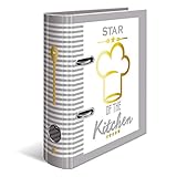 HERMA 15415 Rezeptordner DIN A4 Star of the Kitchen zum Selberschreiben, 7 cm breit, mit 5-tlg. Register, stabiler Karton, Goldfolienprägung mit Außen- und Innendruck, Rezeptbuch, Ringbuch, O