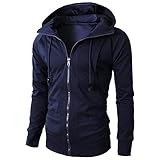 routinfly Herren Pullover Hoodie mit Reißverschluss - Langarm Bluse Kapuzen-Sweatshirt Herbst Winter Sport Tops Jacken M