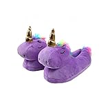 Zolta Plüsch Hausschuhe für Damen, Mädchen und Kinder - Pantoffeln Damen mit Tiere - Flauschige kuschel Slippers - Lustige, warme Puschen für Winter - Einhorn Hausschuhe - 36-41 - L