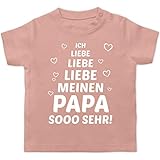 Statement Sprüche Baby - Ich Liebe Meinen Papa so sehr - 6/12 Monate - Babyrosa - Baby t-Shirt ich Liebe Papa - BZ02 - Baby T-S