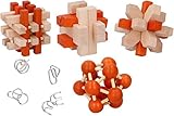 8tlg. Geduldspiel besteht aus 4 Holzpuzzlen und 4 Metall Puzzle Knobelspiele Set, Metall Knobelspiele IQ Spiele Puzzle 3D Geduldspiele Denkspiel Brainteaser Metallpuzzle Laby