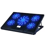 Haowen Gaming Laptop Kühler Universal 5 Lüfter USB Port Laptop Cooling Pad Ständer schw