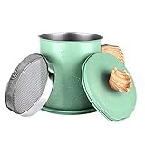 Qianduoduo888 Edelstahl Öl Sieb Topf, Fettfilter und Ölbehälter mit Deckel und feinem Brühsieb Ölsieb Topf Fettkanne, für Gebrauchtes Speiseöl Fett Frittieröl(Size:1.4L)